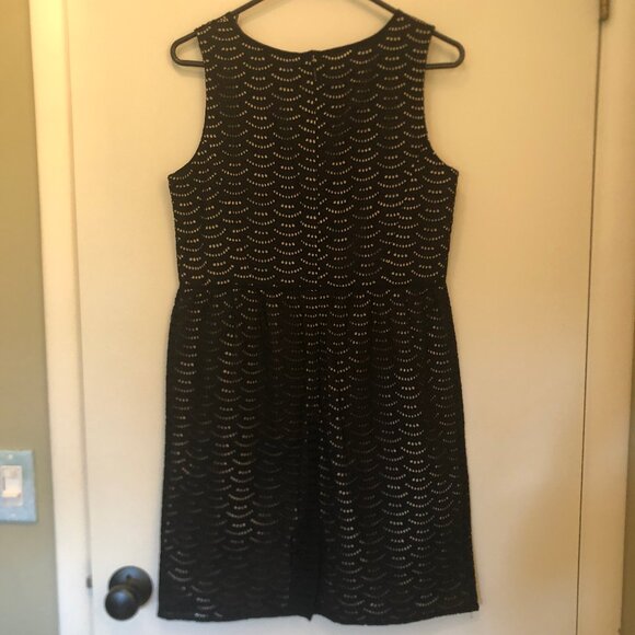 LOFT sleeveless black eyelet cotton midi dress sz 10P - Picture 10 of 14